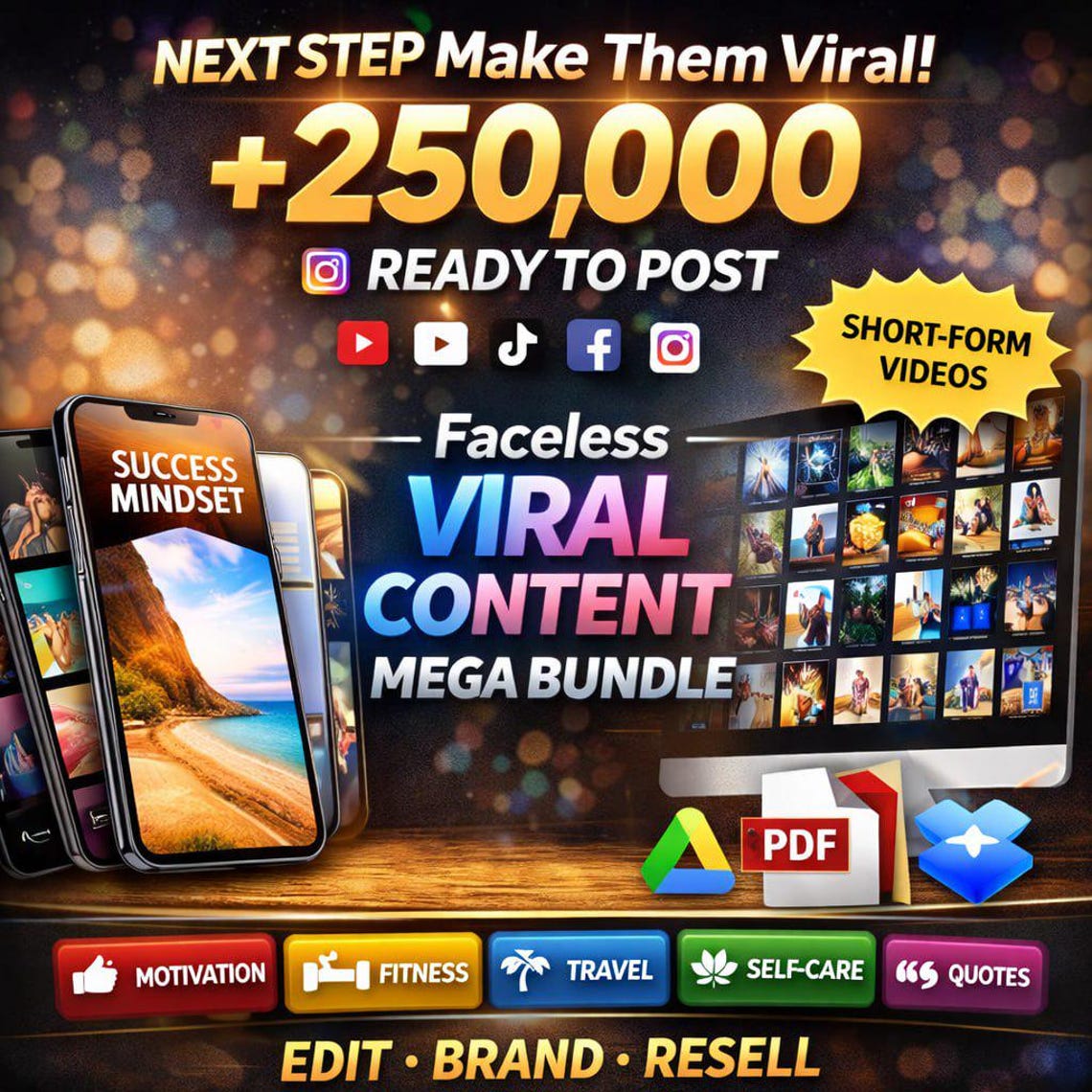 250,000+ VIRAL REELS MEGA BUNDLE — The Ultimate Faceless Content Library