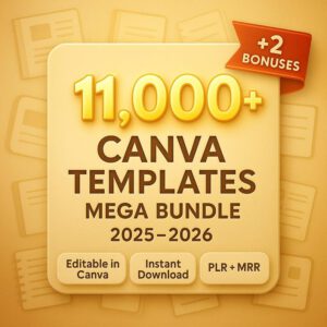 2026 MEGA PLANNER BUNDLE — 11,000+ Printable & Editable Canva Templates (PLR & MRR)