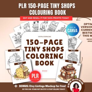 150-PAGE COZY LITTLE SHOPS COLORING BOOK — Aesthetic & Kawaii Canva Template (PLR & MRR)