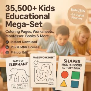 35,500+ KIDS EDUCATIONAL BUNDLE — The Ultimate Worksheets & Coloring Mega Pack (PLR & MRR)