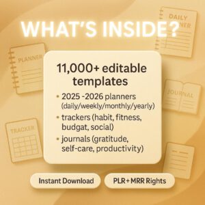 2026 MEGA PLANNER BUNDLE — 11,000+ Printable & Editable Canva Templates (PLR & MRR)